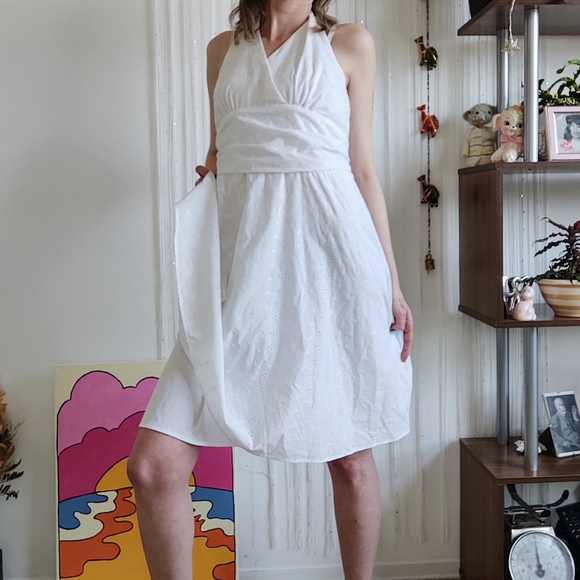 Vintage White Tie Neck + Waist Sundress - Picture 16 of 16